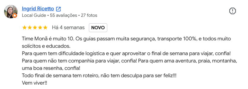 Avaliacao Google Mona Aventuras