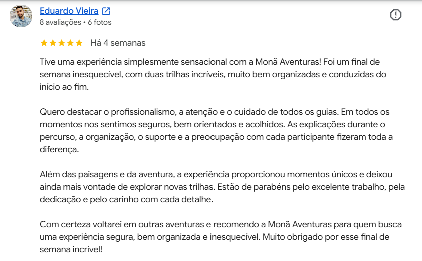 Avaliacao Google Mona Aventuras