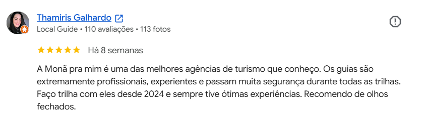 Avaliacao Google Mona Aventuras