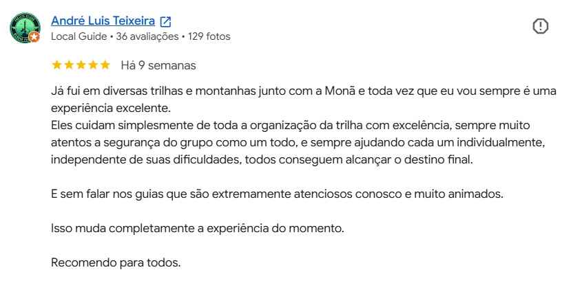 Avaliacao Google Mona Aventuras